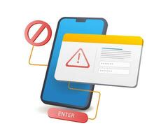 Smartphone system password error warning vector