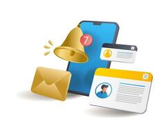 Smartphone incoming email message notification vector