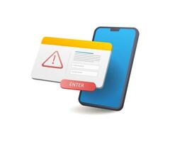 Smartphone password warning window vector