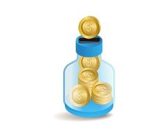 Saving money in a bottle vector