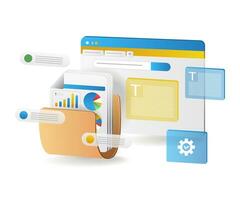 Browser dashboard with file folders vector