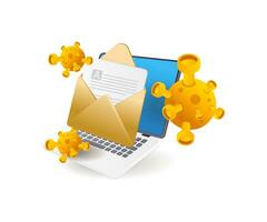 Computer e-mail attacked by malware virus vector
