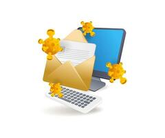 Email data attacked by malware virus vector