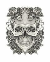 Fancy surreal skull hand drawing and make graphic vector. vector