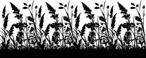 Wild flower grass silhouette vector