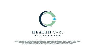 Medical health logo with creative idea concept premium vector