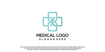 Medical health logo with creative idea concept premium vector