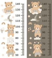 Meter wall with cute animals. Vector illustrations