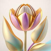 3D flowers made from ceramic with pastel colors and a touch of gold photo