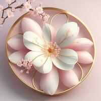 3D flowers made from ceramic with pastel colors and a touch of gold photo