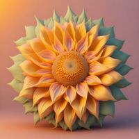 3d flores hecho desde cerámico con pastel colores y un toque de oro foto