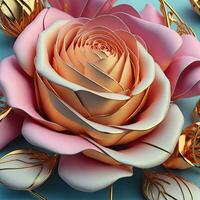 3D flowers made from ceramic with pastel colors and a touch of gold photo