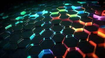 Abstract background with hexagonal tiles. Tech styled hex pattern. Generated AI. photo