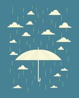 lluvioso nublado día con paraguas vector ilustración