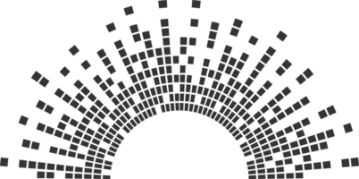 halvcirkel ljud Vinka. audio musik utjämnare. runda cirkulär ikon. spektrum radiell mönster och frekvens ram. png