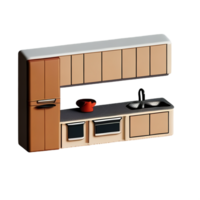 kitchen 3d rendering icon illustration png