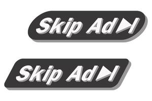 Skip Ad button. Video block icon for advertising. App template for interface. Vector