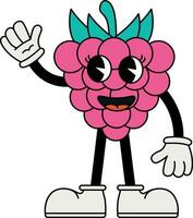 Raspberry character in 70s cartoon style vector