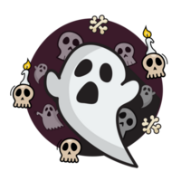 Spooky ghosts doodle style png