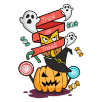 halloween pompoen uil en geest png