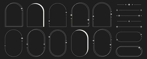 Modern minimalist line frames in trendy retro style. Y2k aesthetic design. vector