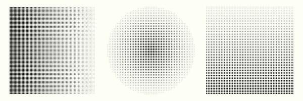 Abstract geometric halftone shapes. Black dotted circle and square gradient. vector