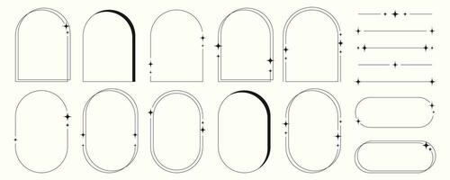 Modern minimalist line frames in trendy retro style. Y2k aesthetic design. vector
