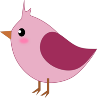 Cute purple bird cartoon isolated on transparent background. png