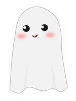cute cartoon ghost face isolated on transparent background. png