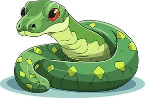 Cute dibujos animados de serpiente verde sobre fondo blanco. vector