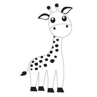 a vector illustration of a cute giraffe in black and white color