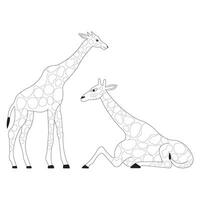 un vector ilustración de un linda jirafa en negro y blanco color