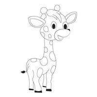 a vector illustration of a cute giraffe in black and white color