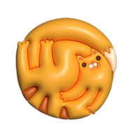 3d cartoon render ginger tabby cat. Snuggle kitty. Round shaped character with funny weird cartoon face. Raster isolated illustration. png