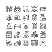 business and technology icon set in line outline style vector