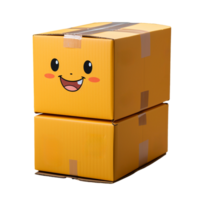 Isometric product photography of an empty cardboard box on transparent background, created with generative AI png