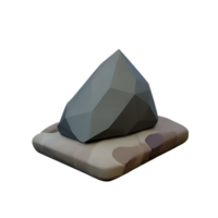 stone 3d rendering icon illustration png