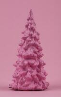 Christmas composition. Pink Christmas tree on a pink background. Happy Holidays. minimal new year concept. photo