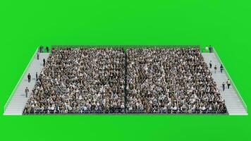 Green Screen 3D Crowd on Stadium Grandstand, Front View People Sitting and Walking for Sport Scene video