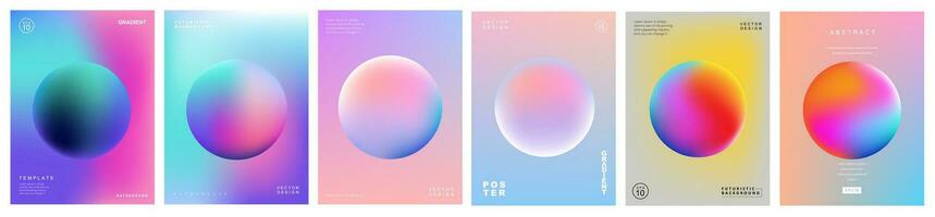 Set of creative covers or posters concept in modern minimal style for corporate identity, branding, social media advertising, promo. Minimalist cover design template with dynamic fluid gradient. vector