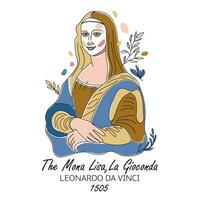 interpretación de mona lisa, famoso pintura por Leonardo da vinci vector ilustración icono.