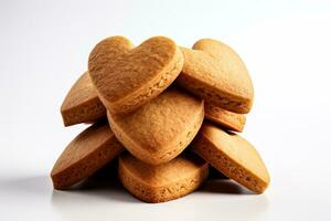 en forma de corazon galletas en blanco antecedentes aislado foto