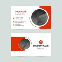 Simple red round lines business card template vector