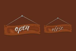 Open and Close graphic element design with wooden piece. vector