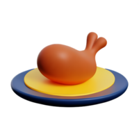 frito pollo 3d representación icono ilustración png