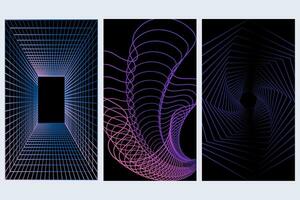 Set gradient backgrounds template, poster futurism vector