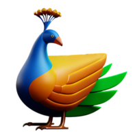 pavo real 3d representación icono ilustración png