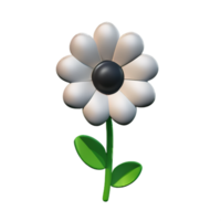 blanc fleur 3d le rendu icône illustration png