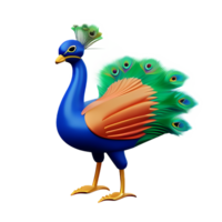 pavo real 3d representación icono ilustración png