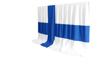 Fins vlag gordijn in 3d renderen van finland nordic geest png